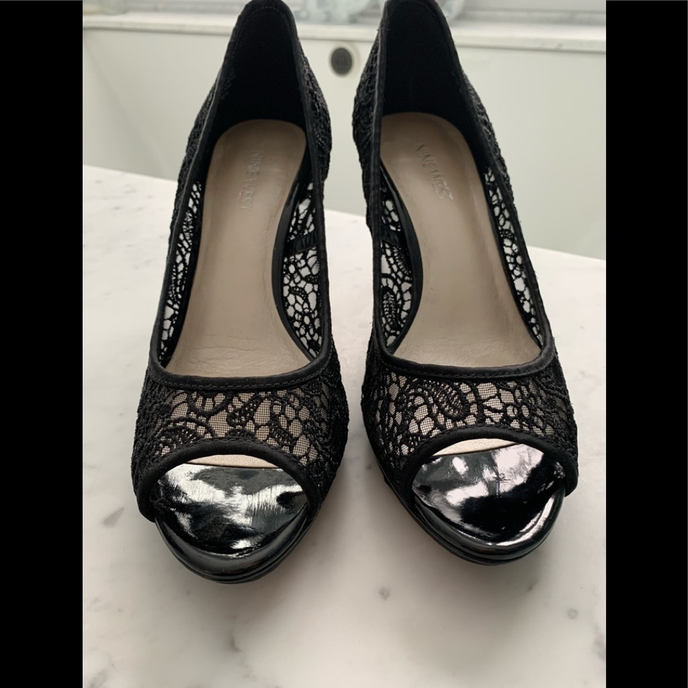 Nine West peep toe lace heel